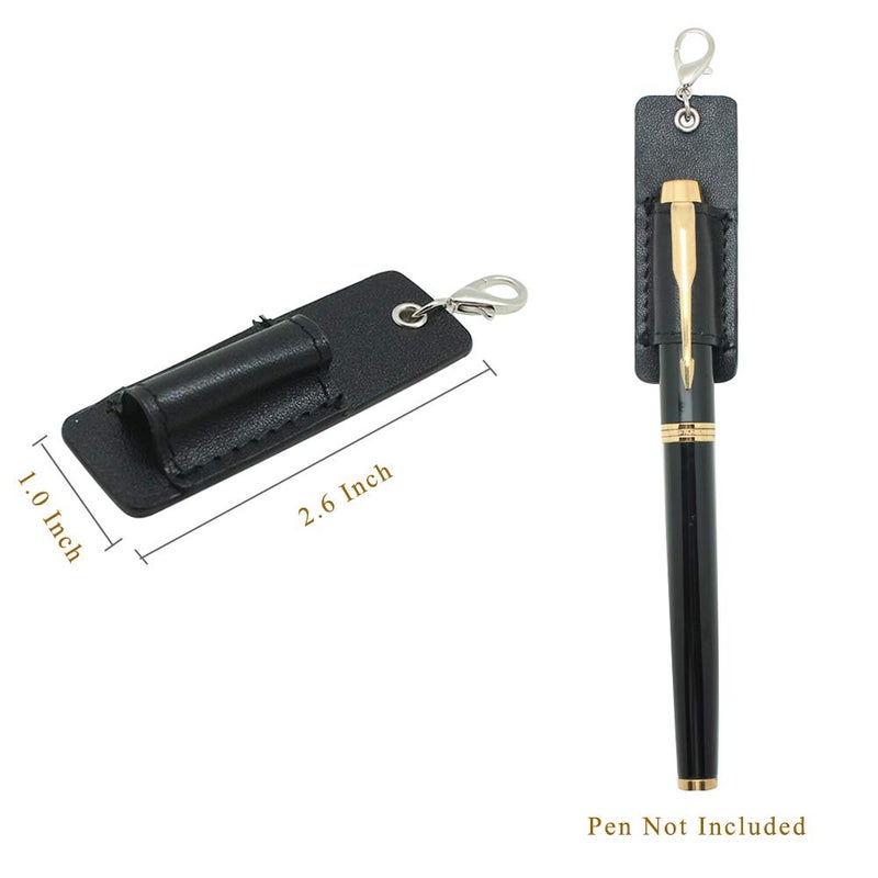 boshiho Genuine Leather Pen Holder, 2 Pack Boshiho Pen Pencil Holders for Badge Holder or Neck Lanyard (Black 2) - Image 2